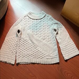 Soft Surroundings cream cable knit Sweater cowl‎ neck bell sleeves Med